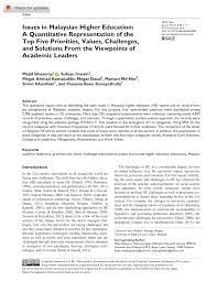 Richard leete stated that malaysia's the issue of language and schools is a key issue for many political groups in malaysia. Pdf Issues In Malaysian Higher Education A Quantitative Representation Of The Top Five Priorities Values Challenges And Solutions From The Viewpoints Of Academic Leaders