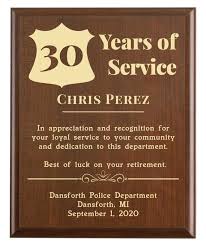 When gamble took over as president of the united auto workers. Police Retirement Award Engraved Plaque For Cop S Etsy