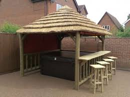 It is an ecologically friendly roof. African Thatch Gazebo Hot Tub Enclosure Building 2
