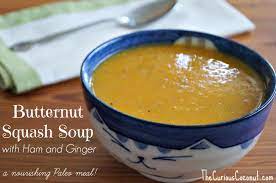 Butternut Squash Soup With Ginger And Ham The Curious Coconut Butternut Squash Soup Paleo Butternut Squash Recipes Paleo Butternut Squash