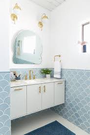 Blue And Gold Bathroom Design Contemporary Bathroom Bathroom Tile Designs Fish Scale Tile Bathroom Bathroom Remodel Master