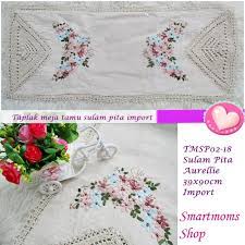 Cara membuat taplak meja dari kain katun lebih bervariasi. Taplak Meja Tamu Rajut Sulam Pita Import 39x90cm Aurell Elevenia
