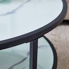 Ana store oval body chrome frame night stand sofa side stylish rack storage tempered clear glass 3 floor coffee table living room. Living Room Glass Coffee Table With Large Storage Space Overstock 32313038