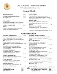 Antique Table Restaurant Menu In Salem Massachusetts
