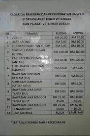Menawarkan grooming, boarding & warding. Kelab Pencinta Kucing Malaysia Kadar Caj Rawatan Haiwan Kesayangan Di Klinik Veterinar Kerajaan Negeri Johor Untuk Dapatkan Maklumat Lebih Lanjut Boleh Hubungi Nombor Telefon Yang Tertera Jabatan Perkhidmatan Veterinar Negeri Johor