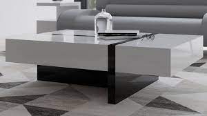Vortice Accent Chest In Black And White High Gloss Lacquer With Black Matte Metal Legs Zuri Furniture Coffee Table Rectangle Coffee Table Coffee Table Square