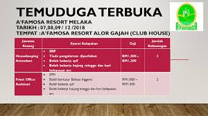 Jawatan kosong dalam kerajaan malaysia 2018, jawatan kosong kerajaan malaysia terkini 2018, kerja jawatan kosong terkini majlis daerah besut via gkerjaya.com. Iklan Jawatan Di A Famosa Resort Melaka Jawatan Kosong Terkini Malaysia