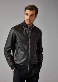 Woven Leather Jacket For Men Giorgio Armani Leather Jacket Men Leather Jacket Jackets