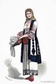 Men's robes went down to their knees, whereas women's went down to their ankles. Woman From Athens In Traditional Greek Folk Dress