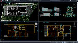 Interior and exterior elevation right & left. Modern House Plan Dwg