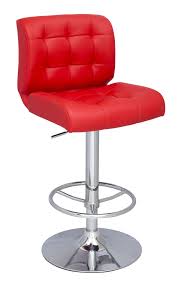 Red Stitched Seat Back Pneumatic Stool Adjustable Bar Stools Chintaly Swivel Bar Stools