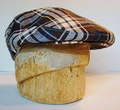 Men S Golf Cap In Brown Blue Beige Plaid Linen Flat Etsy Beige Plaid Driving Cap Cap