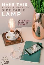 Make This Super Simple Diy Side Table Lamp With Phone Charging Option Primer Diy Side Table Diy Table Lamp Side Table Lamps