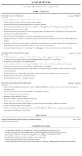 business process specialist resume