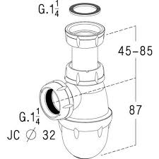 Siphon Lavabo L211 Blanc Tube Reglable O32 L211 0201001