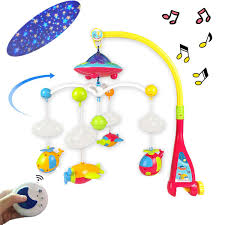 Amazon Com Baby Musical Mobile Crib Baby Crib Decoration Newborn Gift Projector Night Light Timing Function With 360 Rotating 108 Melodies Music Box With Remote Control Take Along Rattle Baby