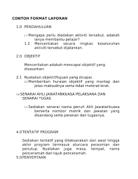 Laporan kegiatan bulanan program : Contoh Laporan Aktiviti