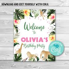 Editable Wild Animal Welcome Sign Instant Download Girl Etsy Safari Animals Birthday Birthday Sign Welcome To The Party