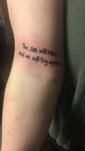 The Sun Will Rise And We Will Try Again Tattoo The Sun Will Rise And We Will Try Again Twenty One Pilots Lyric Tattoo On The Arm Www Otziapp Com Pilot Tattoo Twenty One Pilots Tattoo Tattoos