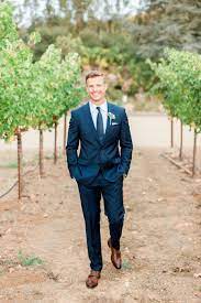 Rustic Elegant Fall Wedding At Chateau St Jean Groom Wedding Attire Navy Groom Wedding Suits Men