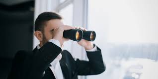 Binoculars field of view with different reticles vector set. A Businessman Looking Through Binoculars Total Product Marketing