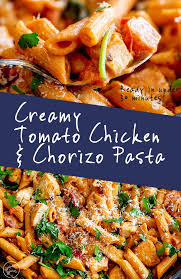 This creamy pasta dish gains most of its big flavour from chorizo it colours the creamy pasta sauce and infuses it wit. Creamy Tomato Chicken And Chorizo Pasta Sprinkles And Sprouts Chicken And Chorizo Pasta Chorizo Recipes Dinner Chorizo Pasta