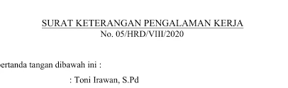 Kecuali anda adalah seorang wiraswasta atau. Contoh Surat Pengalaman Kerja Di Instansi Perusahaan Doc