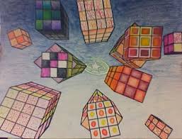 1 Pt Perspective Rubiks Cubes One Point Perspective Point Perspective 8th Grade Art