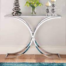 Shop in store or online for sofa tables available in a variety of styles that will complete your home. Houston Glass Amp Chrome Console Table Decoracao Hall De Entrada Decoracao De Corredor Moveis E Decoracao Sala
