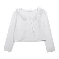Acecharming Girls Beaded Flower Bolero Jacket Shrug Short Cardigan Dress Cover Up Long Sleeve Dress Cardiga Dress With Cardigan Girls Long Sleeve Dress Cover