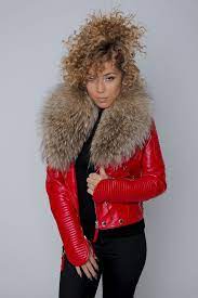 Red Fur Collar Leather Jacket Karensclosetny Fur Leather Jacket Fur Collar Leather Jacket Mustard Leather Jacket