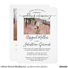 2 Photo Virtual Wedding Livestream Long Distance Invitation Zazzle Com In 2020 Simple Wedding Invitations Cheap Simple Wedding Invitation Wording Photo Wedding Invitations