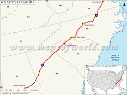 Named for richard montgomery, it stands beside the alabama river, on the coastal plain of the gulf of mexico. Us Interstate 85 I 85 Map Montgomery Alabama To Petersburg Virginia