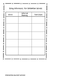 Making Inferences To Understand Unfamiliar Words Supplements Lesson 10 In Comprehension Toolkit By Harvey Go Reading Vocabulary Inference Reading Classroom