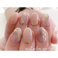 オールシーズン ハンド 大理石 ショート ベージュ ancherirのネイルデザイン no 2660855 ネイルブック ジェルネイル ピンク オパールネイル ネイルデザイン