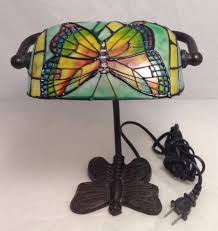 Tiffany Style Bankers Stained Glass Butterfly Desk Lamp Stained Glass Butterfly Lamp Glass Butterfly