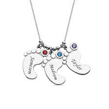 Mother S Necklace Baby Feet Charm Getnamenecklace