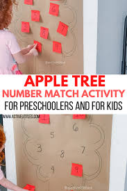 This preschool learning kit provides shape activity like matching shapes, and alphabet matching upper case to lower case with cards. Apple Tree Number Matching Activity Active Littles