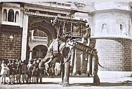 The First Railway Engine at Indore,, in Holkar State time.. On the track Pulled by state elephant.. rare pic