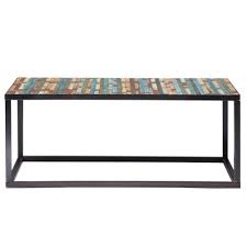 Table Basse En Bois Et Metal Multicolore L 100 Cm Bahia Maisons Du Monde Table Basse Bois Table Basse Salon En Bois