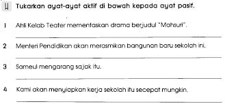Ayat aktifayat pasifali memakan nasinasi dimakan oleh alikamal menulis suratsurat ditulis oleh kamaladam. Bm Primary 3 Ayat Aktif Ayat Pasif Exercise Life Long Sharing