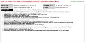 municipal maintenance worker cv resume