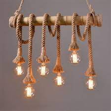Bamboo Hemp Rope Pendant Lights Creative Restaurant Decoration Lamps Retro Bar Table Garden Bamboo Hunging Light In 2021 Rope Pendant Light Bamboo Pendant Light Rope Lamp