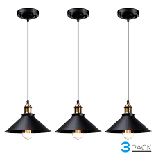 Leonlite 3 Pack Industrial Pendant Lighting For Kitchen Pendant Ceiling Light Led Ceiling Fixtures With Matte Black Metal Led Ceiling Light For Dining Room In 2021 Pendant Light Hanging Pendant