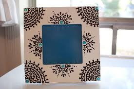 4x4 Inch Whtie Wood Henna Frame With Turquoise By Newworldhenna 20 00 Candle Canvas Wooden Crafts Diy Henna