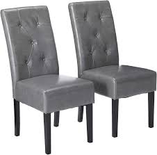 Grey color american style multifunction bedroom furniture set king size massage leather beds. Alexander Grey Leather Dining Chairs Set Of 2 Amazon Co Uk Kitchen Home