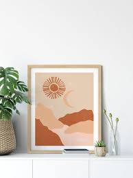 Burnt Orange Living Room Boho Decor Moon And Sun Print Etsy In 2020 Boho Bedroom Decor Boho Painting Burnt Orange Living Room