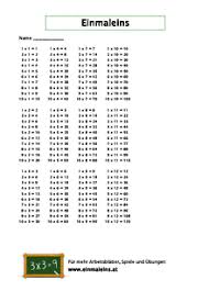 4 kostenlose arbeitsblätter für zahlenstrahl und tausenderfeld im zahlenraum 1000 in der 3.kostenlose lieferung für viele artikel! Einmaleins Uben Mit Arbeitsblattern Zum Ausdrucken