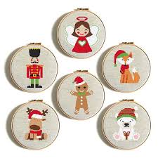 Set of 6 counted cross stitch ornaments. Hand Embr Patterns Magazines Santa Claus Gingerbread House Christmas Diy Counted Cross Stitch Pattern Crafts Citricauca Com