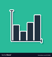 Blue Pie Chart Infographic Icon Isolated On Green